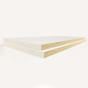 White Melamine Shelf - white shelf cut to size - Cut to Your Exact Specifications - 2 PACK- Edge finished on longest side