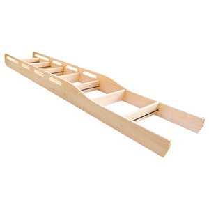 Unfinished Rolling Library Wooden Step Ladder with Glab Handle,No Sliding Hardware - 18&quot; Width