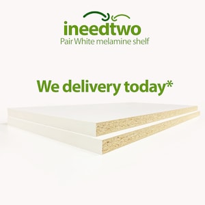 PAIR - White Melamine Shelf - cut to size - Edge finished on longest side  -  We process in 24/48 hours.