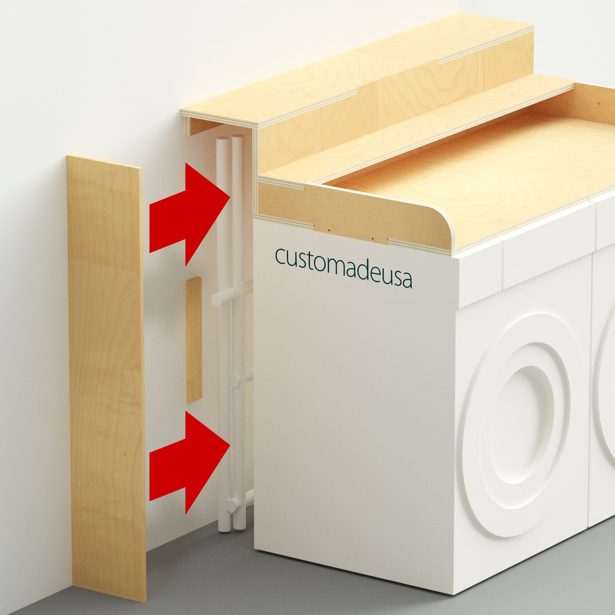 Washer Dryer Countertop With Cover on the Back Custom Made Etsy