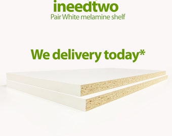 PAIR - White Melamine Shelf - cut to size - Edge finished on longest side - We delivery today*