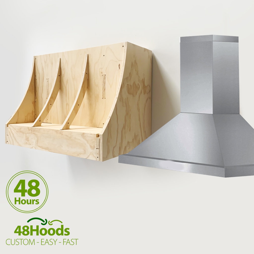 Wall Mount Range Hood cover - Custom Made/Unfinished/Easy to assemble - For Drywall