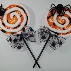 Halloween Pumpkin & Spider Faux Lollipops