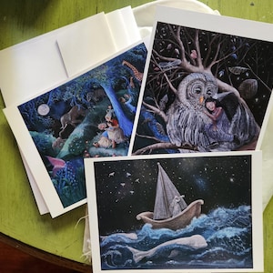 3 Postcards of Acrylic Paintings with Envelopes