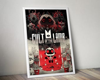 Póster de Cult of the Lamb / Impresión de arte mural de Cult of the Lamb / Decoración de videojuegos independientes / Póster de videojuego a 4 colores / Decoración de pared grande
