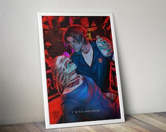 Póster de enjuague bucal / Impresión de arte de pared de enjuague bucal / Decoración de juegos independientes / Póster de videojuego de 4 colores / Decoración de pared grande 3