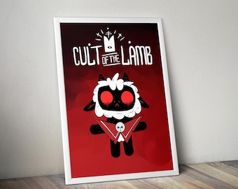 Póster de Cult of the Lamb / Impresión de arte mural de Cult of the Lamb / Decoración de videojuegos independientes / Póster de videojuego a 4 colores / Decoración de pared grande