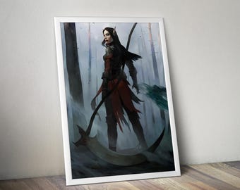 Póster de Jaethal / Impresión de arte mural de Pathfinder Kingmaker / Decoración de videojuegos independientes / Póster de videojuego en 4 colores / Decoración de pared grande