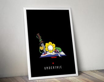 Póster de Undertale / Impresión artística de pared de Undertale / Decoración de juegos independientes / Póster de videojuego en 4 colores / Decoración de pared grande 4