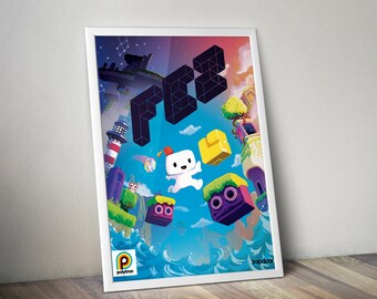 Fez Poster | Fez Wall Art Print | Indie Game Gaming Decor | 4 Color Video Game Poster | Large Wall Decor 4