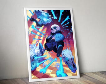 Póster de Undertale / Impresión de arte mural de Undertale / Decoración de videojuegos independientes / Póster de videojuego a 4 colores / Decoración de pared grande