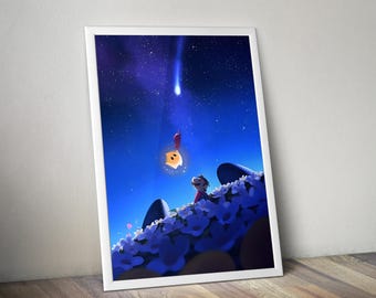 Mario Galaxy Poster | Super Mario Wall Art Print | Indie Game Gaming Decor | 4 Color Video Game Poster | Large Wall Decor
