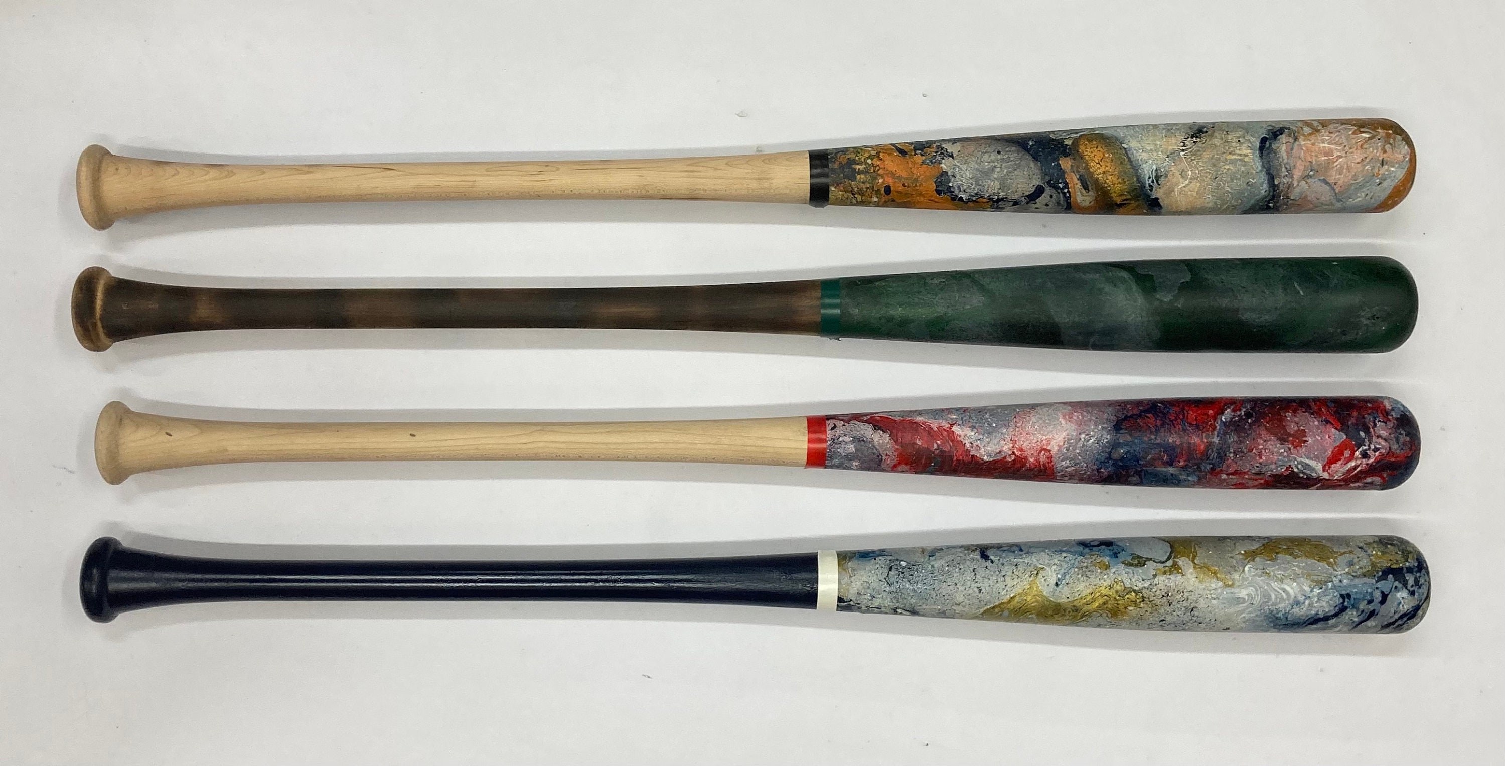 6-SPIEL BEREIT-SCHÜSSEL-geflammte Holz-Baseballschläger