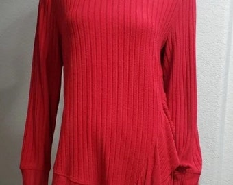 Westbound Women's Red Long Sleeve Rib Knit Sweater