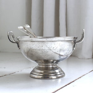 Antique Hotel Silver Footed Serving Bowl, Vegetable Bowl, American Hotel Amsterdam 1881, Collector's Item, Farmhouse Kitchen Decor. image 2