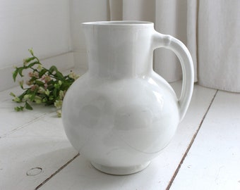 Late 1800s Large Ironstone Antique Elegant Water Jug, Pitcher,Milk Jug. Farmhouse Decor - Petrus Regout Maastricht, Country Decor.