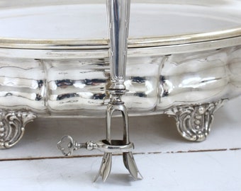 Antique French Silver Plated Lamb bone Holder, Manche à Gigot, Dining, Chic Serving Utensils. Farmhouse Kitchen Decor.