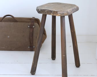 A French Farmers Stool,Side table,small Plant table. Country Living - Farmhouse Home Decor.