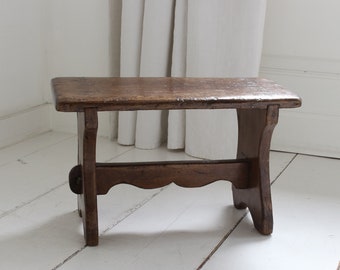 Antique Primitive French Wooden Stepping Stool, Stool.French Farmhouse Home Decor - Country Home Decor.