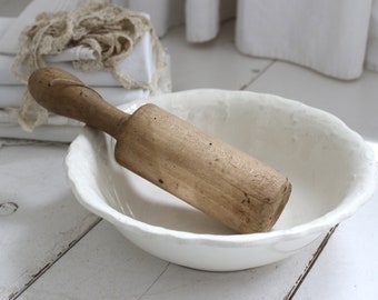 French Wooden Mortar, Pestle,Masher,Utensils.Farmhouse home Decor.