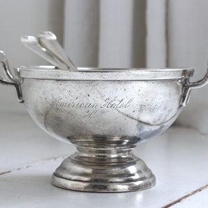 Antique Hotel Silver Footed Serving Bowl, Vegetable Bowl, American Hotel Amsterdam 1881, Collector's Item, Farmhouse Kitchen Decor. image 1