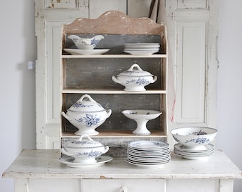 Vintage Cabinet with drawer, Storage Shelf, Cupboard, Chippy Paint. French Farmhouse Decor.