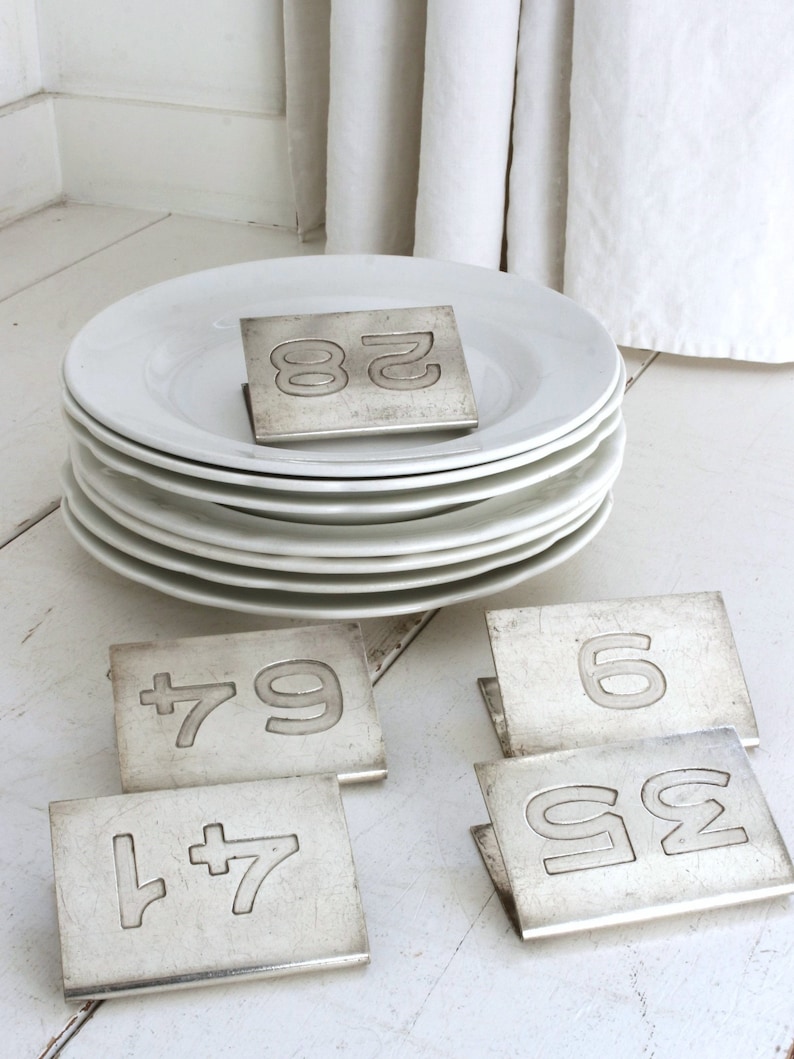 RARE French Table Numbers, Restaurant Numbers, Hotel Silver. Kitchen Decor, Collector's Item. imagem 1