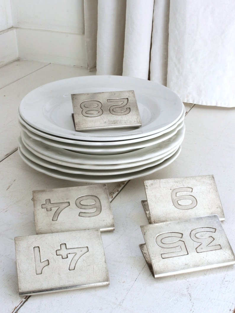 RARE French Table Numbers, Restaurant Numbers, Hotel Silver. Kitchen Decor, Collector's Item. image 1