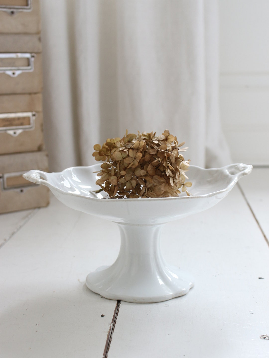 1800s Ironstone Footed Bowl, Compote Bowl, Fruit Bowl, Serving Bowl