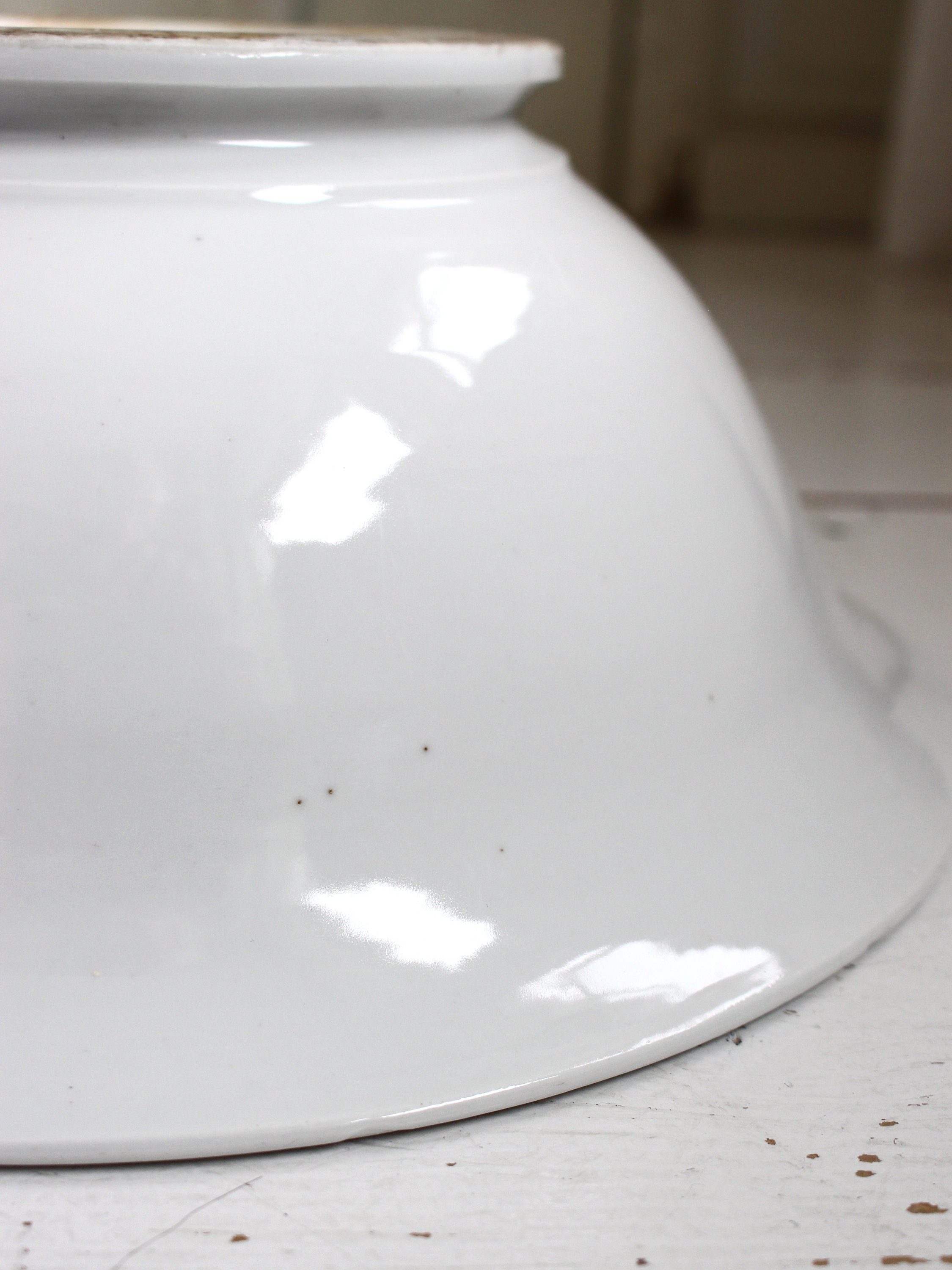 Large Ironstone Footed Mixing Bowl White Punching Bowl Etsy