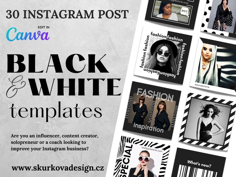 Editable Instagram Post Black and White Template Instagram Etsy