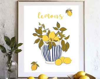 Lemons Still Life Print: Modern Gallery Wall Art (Digital Download)