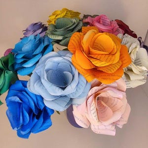 Homemade Single Book Page Rose - Etsy