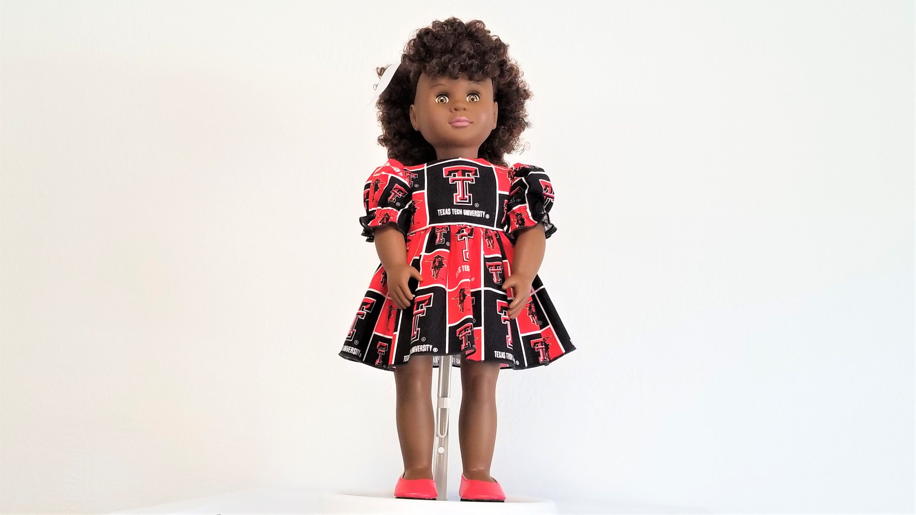 birthday gift for daughter Raider dress 18 inch doll clothes game day Texas Tech birthday gift for girl red dress doll dress