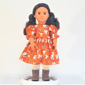 Texas Longhorns Doll Dress: Burnt Orange 18 inch Doll Clothes