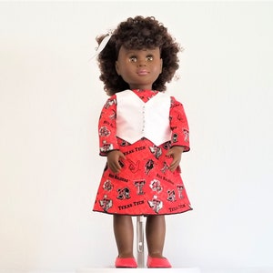 Texas Tech, doll dress, Raider dress, game day, red dress, 18 inch doll clothes,  birthday gift for girl, birthday gift for daughter