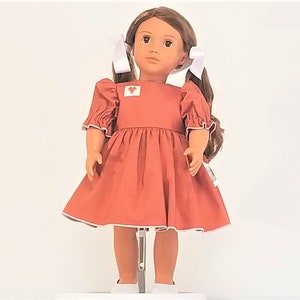 Texas Longhorn Doll Dress: Burnt Orange Game Day Outfit, 18 inch Doll