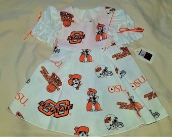Oklahoma State, doll dress, Cowboys, game day, white dress, 18 inch doll clothes,  birthday gift for girl, birthday gift for daughter