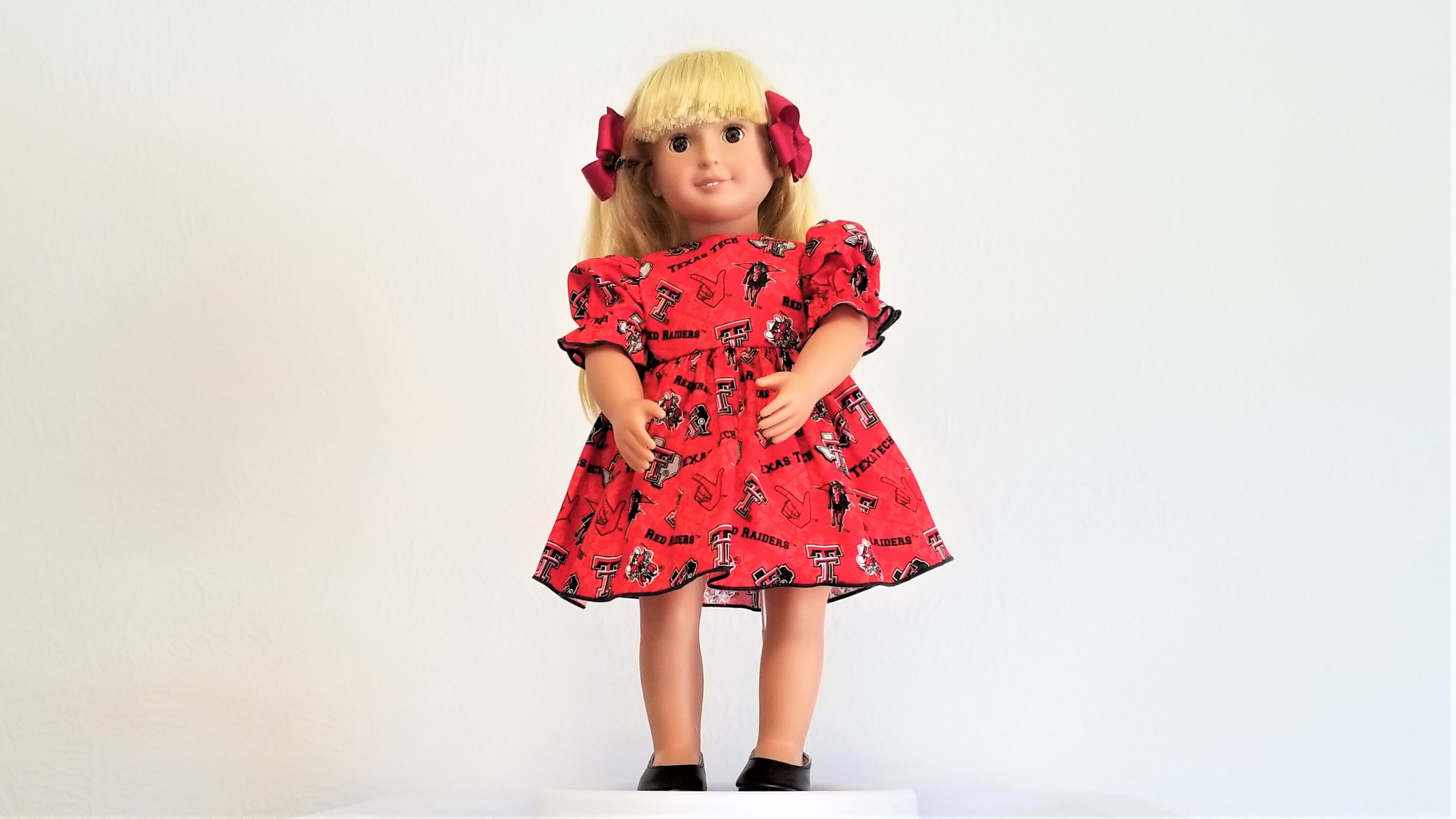 birthday gift for daughter Raider dress 18 inch doll clothes game day Texas Tech birthday gift for girl red dress doll dress