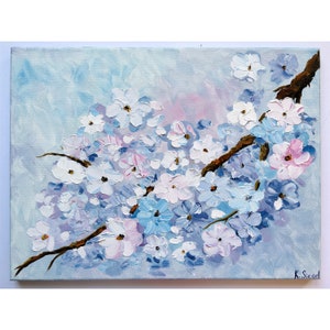 Blossom Cherry Painting Original Art Sakura Painting Spring Wall Art Cherry Blossom Branch Painting Blossom Tree Painting Art Oil On Canvas