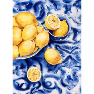 Lemons Painting Original Art Lemon Art Fruits Kitchen Art Food Wall Art Lemons Still Life Citrus Art Lemons Watercolor Still Life Painting