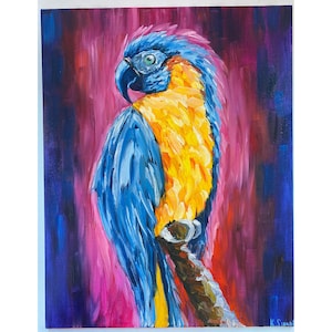 Parrot Painting Original Art Tropical Birds Art Bird Painting Animal Art Exotic Bird Painting Macaw Parrot Painting Parrot Artwork Jungle