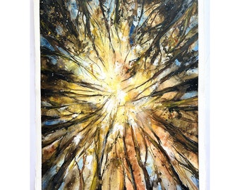 Abstrakter Wald Malerei Herbst Malerei Abstrakte Malerei Herbst Landschaftsbild Bäume Kunst Abstraktes Kunstwerk Bäume