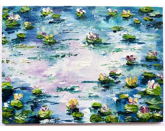 Lotus Gemälde Original Öl Kunst Lotus Kunst Seerosen Kunstwerk Seerosen Kunst Teichmalerei Blumenkunst Claude Monet Lotusblumen Kunstwerk