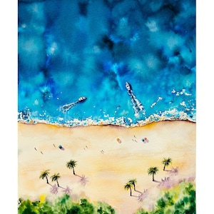 Pittura della Florida Pittura della spiaggia Pittura del surf Pittura del paesaggio marino Pittura della spiaggia tropicale Pittura dell'oceano Pittura di persone sulla spiaggia Pittura del mare