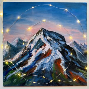 Schnee Berge Malerei Kleine Ölgemälde Verschneite Bergspitze Malerei Schnee Landschaft Malerei Impasto Ölgemälde