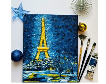 Eiffel Tower Painting Original Art Eiffel Tower Art Paris Painting Paris Eiffel Tower France Painting Paris Wall Art Paris Oil Painting