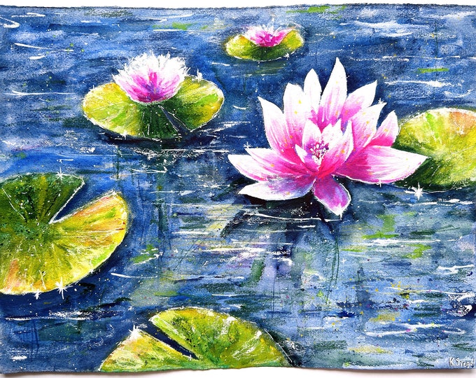 Claude Monet Painting on Canvas Water Lilies Wall Art Lotus Flower Art ...