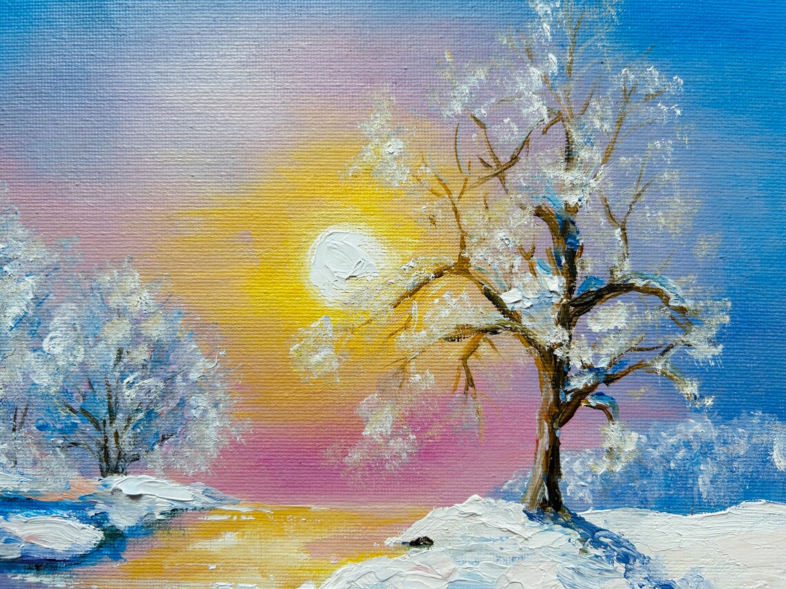 Winter Landscape Oil Painting Snow Scene Painting Snow Forest Painting ...