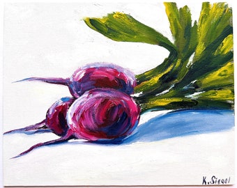 Rote Beete Malerei Original Art Malerei Radieschen Gemüse Bild Küche Wandkunst Radieschen Ölgemälde Food Kunstwerk Küche Kunst Stillleben